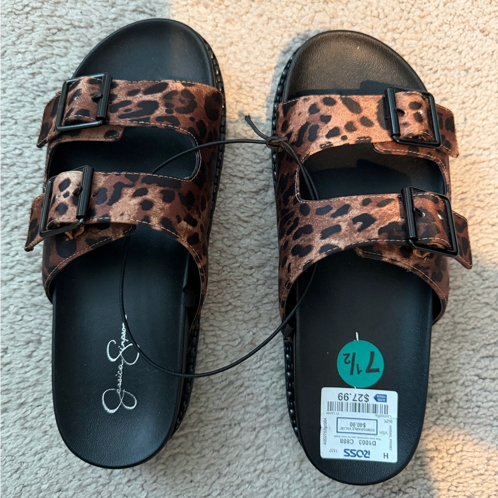 Jessica Simpson Leopard Print Sandals - Brown and Black